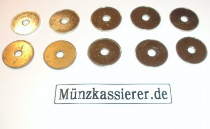 10 x Münzen Wertmarken Ø 26 x 2,3 Loch Ø 6mm. Münzkassierer